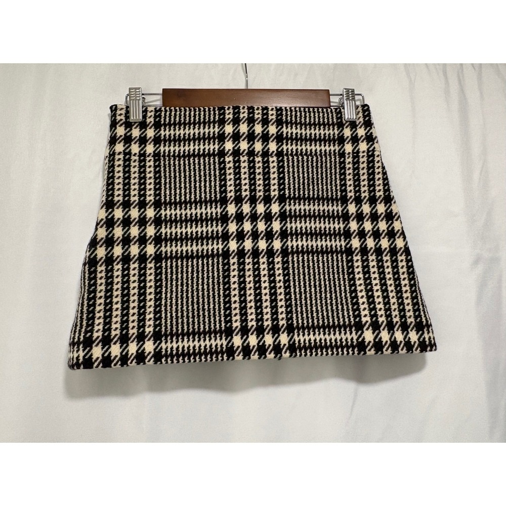 Burberry London Wool Plaid Mini Skirt Brown Ivory Size 2 Made in Italy